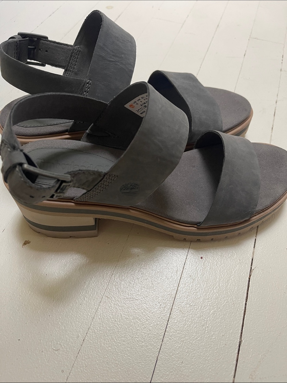 Timberland Charcoal Gray Double-Strap Platform Sandals